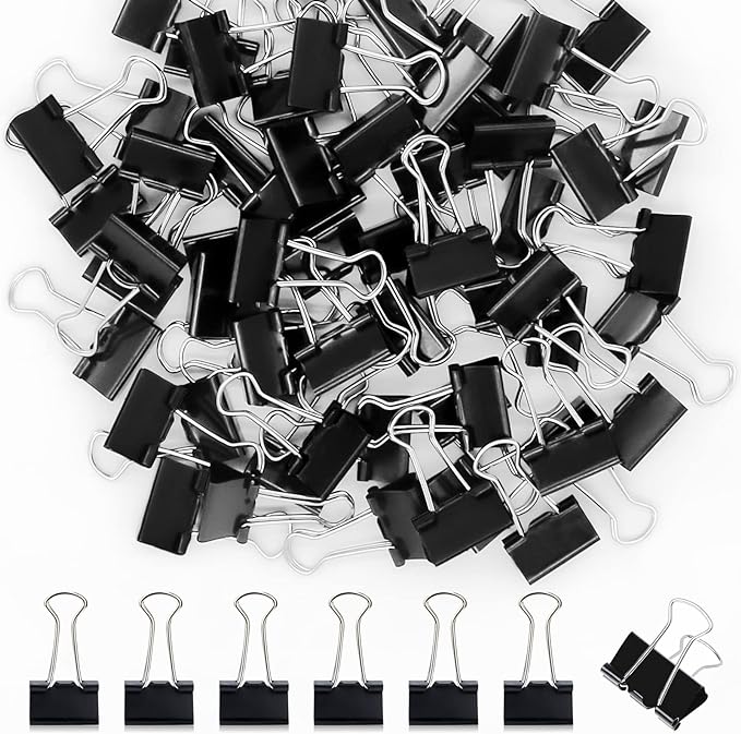 120 Pack Black Binder Clips 0.75 Inch, Small Paper Clamps, Office Clips by OWLKELA
