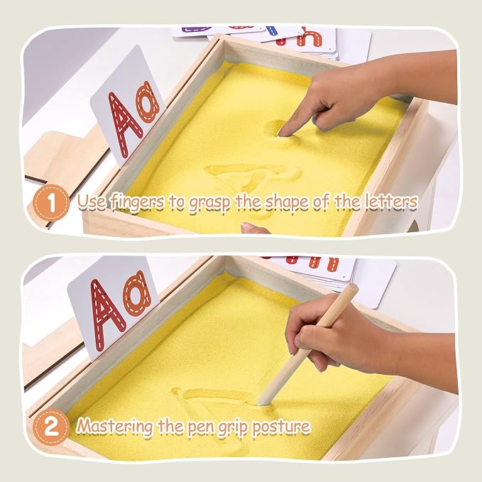 Montessori Sand Tray for Kids, Writing Play Sand Tray - Image 5