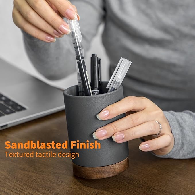 Pen Holder for Desk, Ceramic Pencil Organizer & Makeup Brush Holder, Office - Image 5