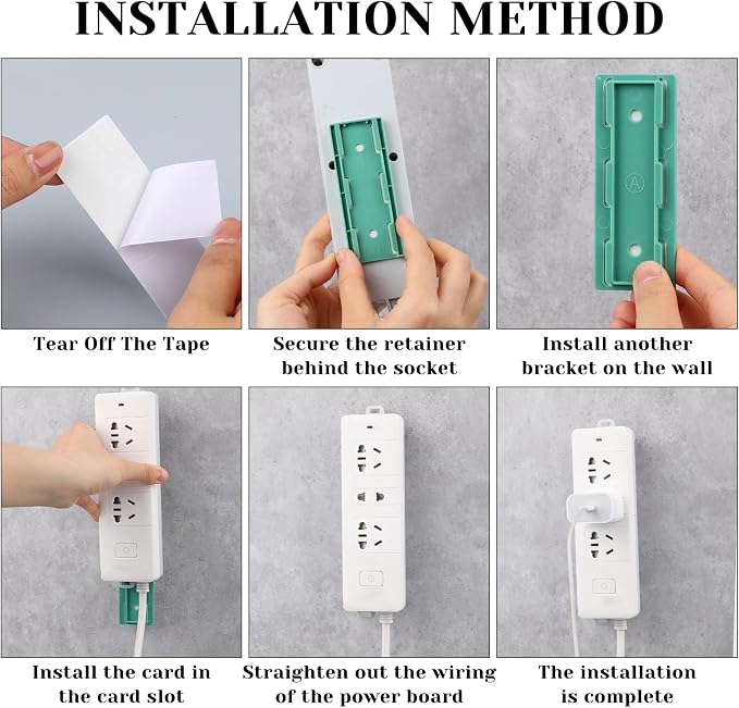 Giantree 6 Pack Self Adhesive Power Strip Holder, Power Strip Holder Desktop - Image 3