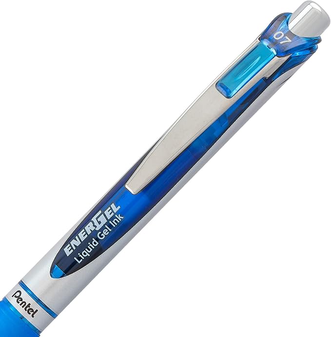 Pentel Energel 0.7 mm Rtx Retractable, 6 Black & 6 Blue Ink Pens Metal Tip - Image 5