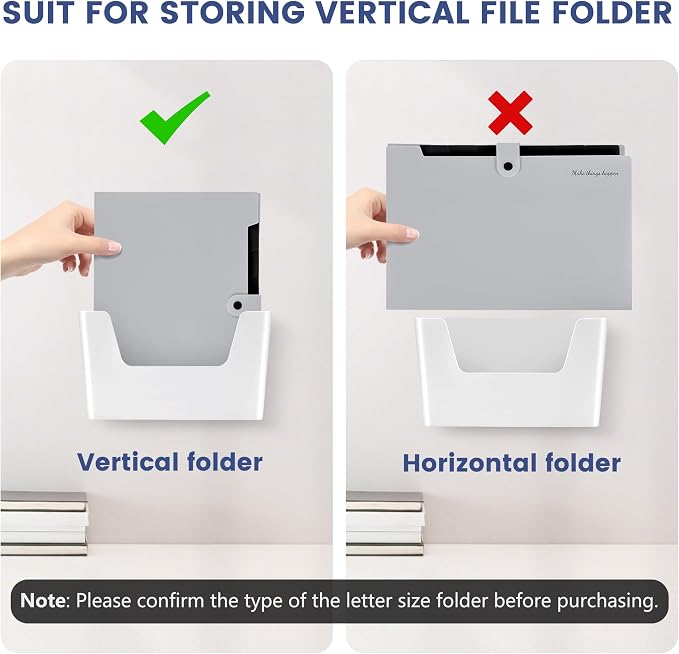 JOMOLA No Drilling File Holder 2 Pack Mail Organizer Wall Mount File Organizer - Image 7