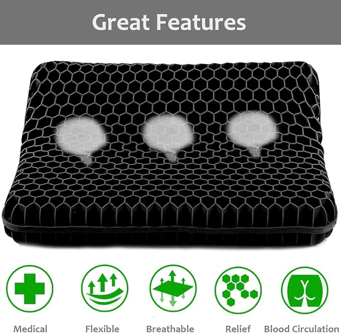 Gel Seat Cushion, Super Large Gel Cushion Chair Pads - Image 2