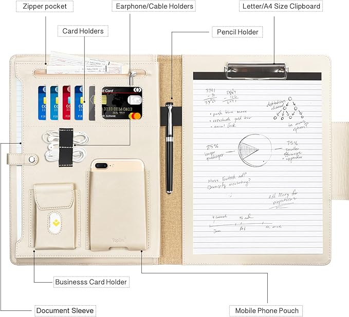 Toplive Blue A4/Letter Size Business Padfolio - Image 3