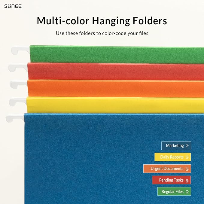 SUNEE Hanging File Folders Assorted Colors, 25 Pack File Folders Letter Size - Image 4
