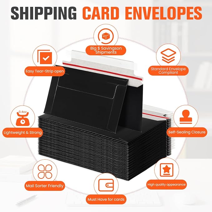 60 Pack Black Rigid Mailers, Perfect Size Shipping Envelopes - Image 6