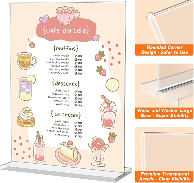3 Pack Acrylic Sign Holder 8.5 x 11 Inches, Vertical Flyer Display, Table Paper - Image 4