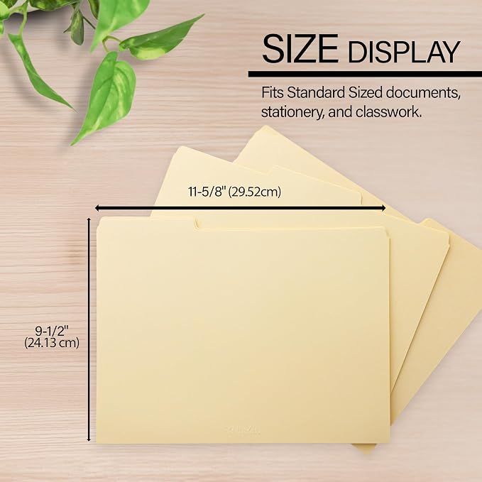 BAZIC Products Manila File Folder, 1/3-Cut Tab, 12 Ct, 48-Case | staggered tabs - Image 2