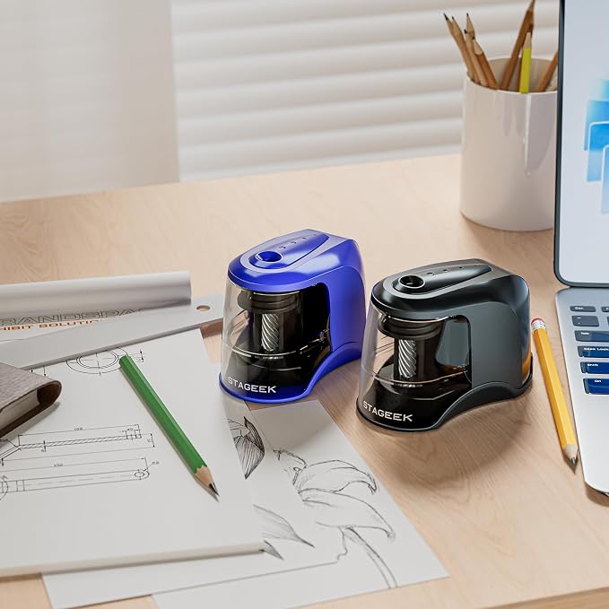 STAGEEK Electric Pencil Sharpener, Plug in or USB/Battery Operated. Works - Image 7