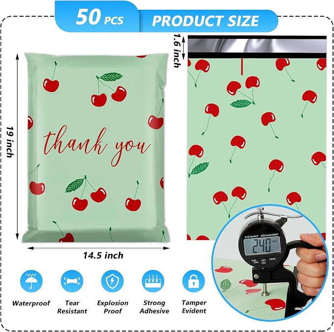 Thank You Poly Mailer 14.5x19 Inch 50 Pcs, Waterproof and Tear-Resistant - Image 2