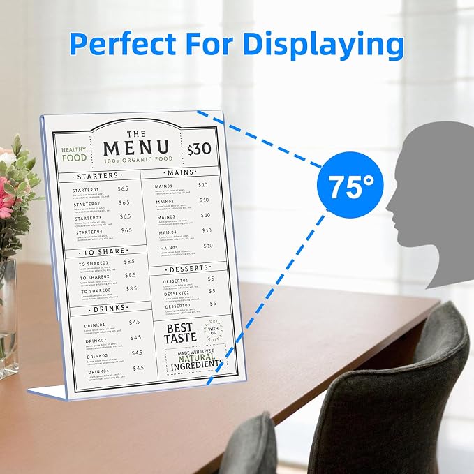 6 Pack Acrylic Sign Holder 8.5 x 11, L-Shape Acrylic Stands - Image 6