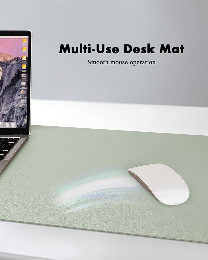 YSAGi Double-Sided Desk Pad, 31.5"x15.7"Leather Desk Mat, Eco Cork Desk Pad - Image 3