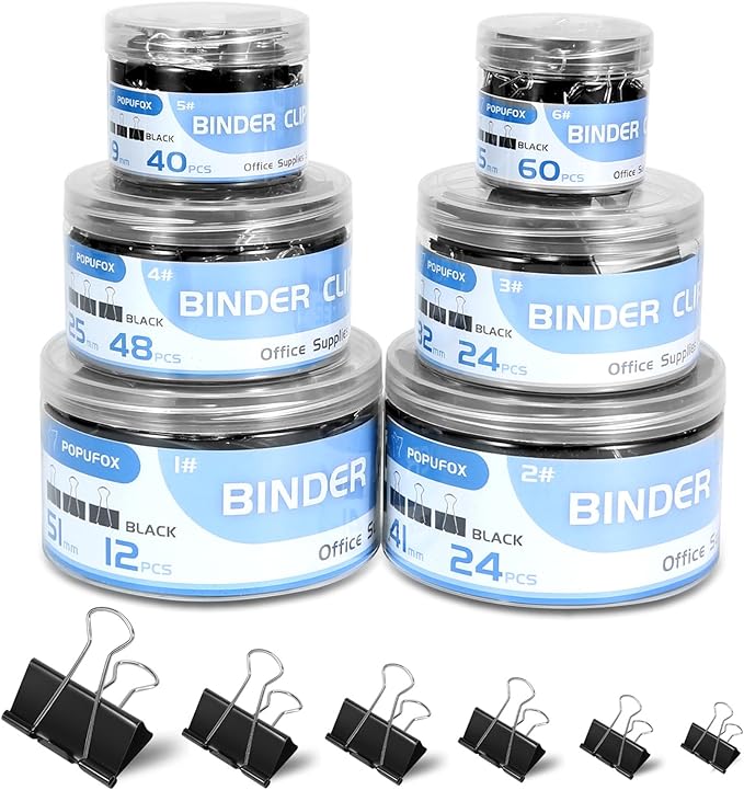Binder Clips Assorted Sizes Including Extra Large Medium Small Mini and Micro by POPUFOX