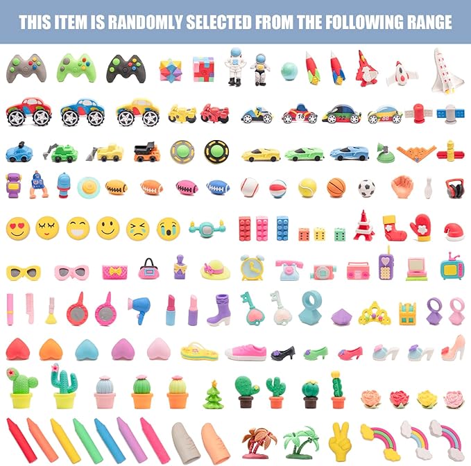 156pcs 3D Cute Kids Erasers, Random Desktop Pet Toys Gifts, Classroom Rewards - Image 5
