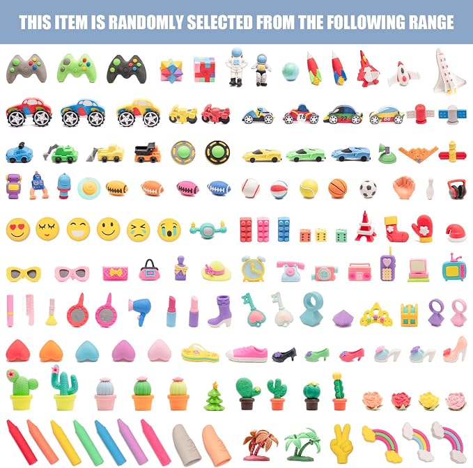 110pcs 3D Cute Kids Erasers, Random Desktop Pet Toys Gifts, Classroom Rewards - Image 5