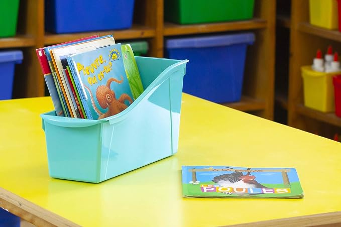 Storex Large Book Bin, Linking Storage Bin, Dry Erase Surface, 14.3 x 7 x 5.3 - Image 7