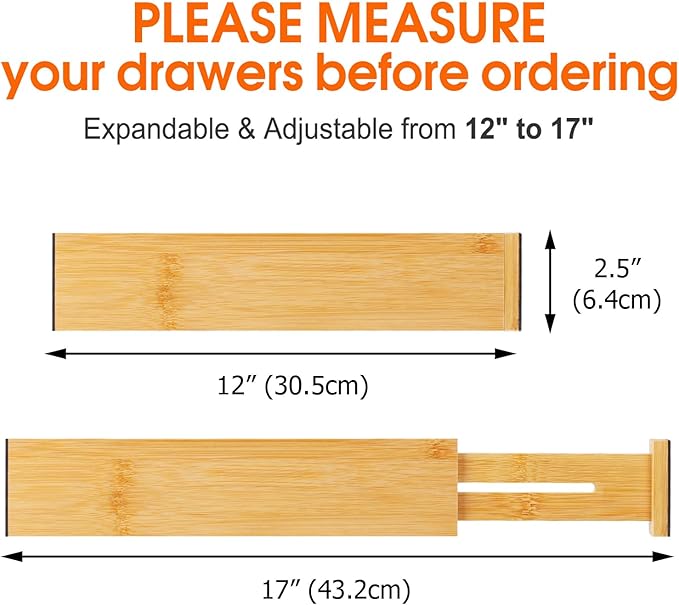 Bamboo Drawer Dividers Organizers, Kitchen Drawer Organizer, Adjustable Drawer - Image 3