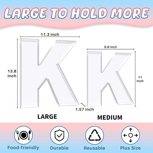 13.8" Extra Large Acrylic Letter Charcuterie Board Box, Reusable Fillable - Image 2