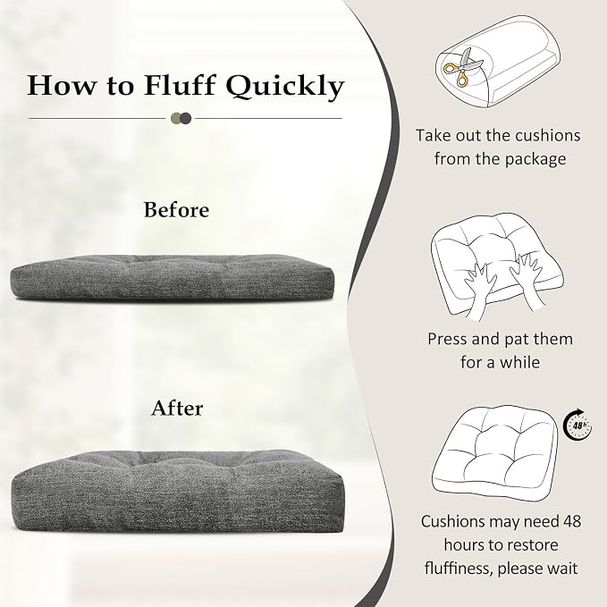 downluxe Chair Cushions for Dining Chairs 2 Pack, Tufted Indoor Chair Pads - Image 6