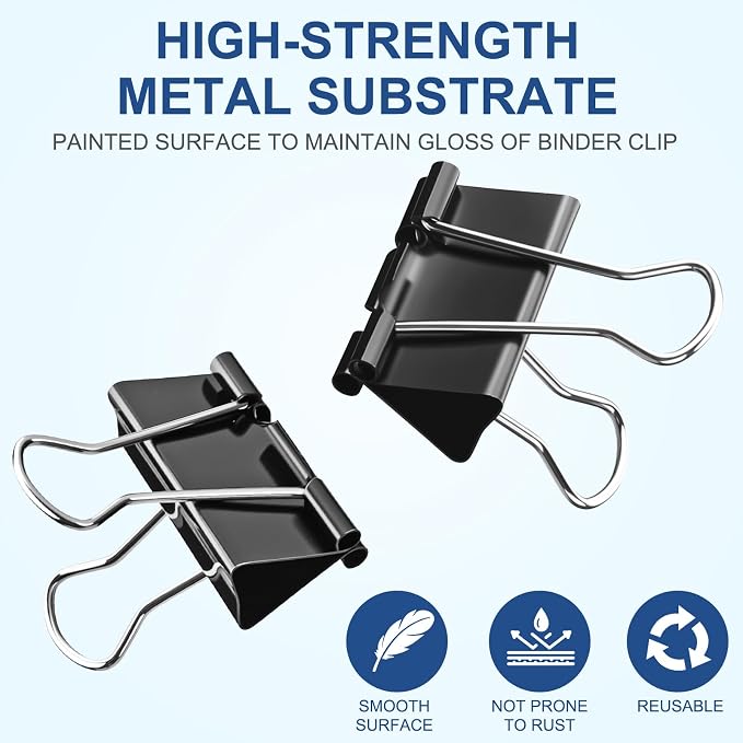 60 Pack Large Binder Clips 1.6 Inch, Binder Clips Large Size, Big Paper Clamps - Image 3
