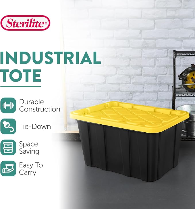 Sterilite 8-Pack 27 Gallon Industrial Storage Tote, Heavy-Duty Plastic Bins - Image 3