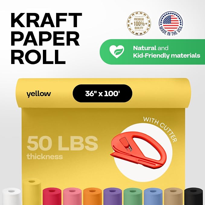 Yellow Kraft Paper Roll 36" x 1200" - Image 2