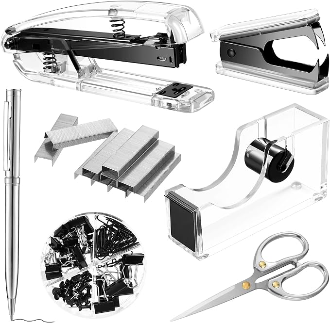 Outus Office Supplies Set Desk Accessory Kit, Acrylic Stapler Set Staple Remover - Image 4