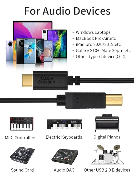 CableCreation USB B to USB C Cable 15FT/4.5M, Printer Cable to USB C, Type B to - Image 6