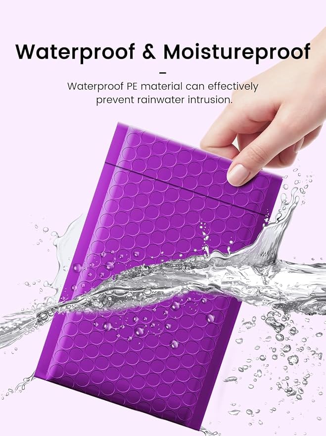 GSSUSA Purple Bubble Mailers 6X10 Inches 500 Pack, Padded Poly Bubble Mailer - Image 4