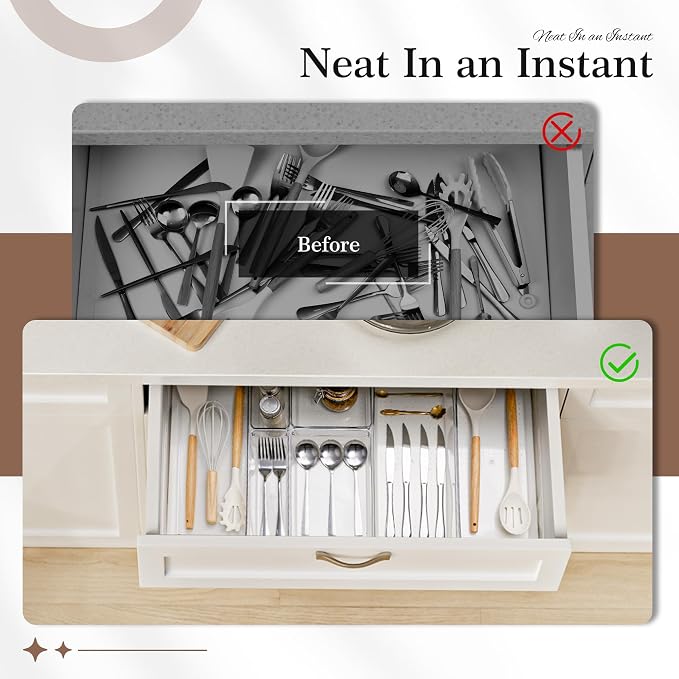 Criusia 11 PCS Clear Plastic Drawer Organizer Set - Image 8