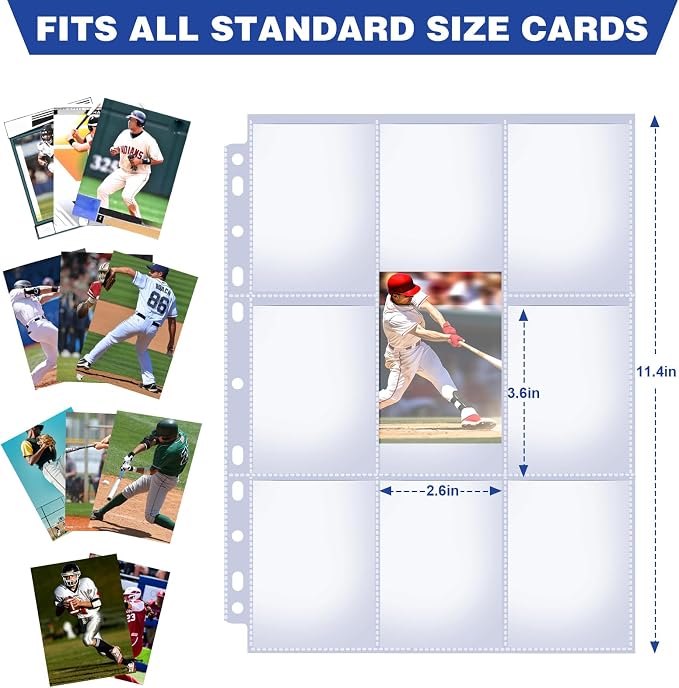 200 Pack 9 Pocket Card Sleeves Binder Sheets, Holds 3600 Cards, Trading Card - Image 3