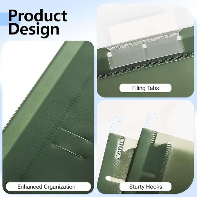 Plastic Hanging File Folders, 6 Pack Olive Hanging Folders，Letter Size - Image 7