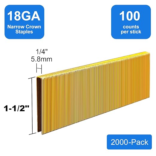 18 Gauge 1/4" Narrow Crown Staples 1-1/2" Leg Galvanized 2000 Pack - Image 3