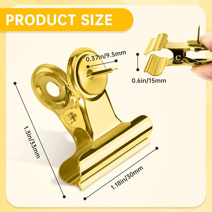 50Pcs Gold Push Pins, Metal Push Pin Clips, No Holes Cubicle Clips - Image 2