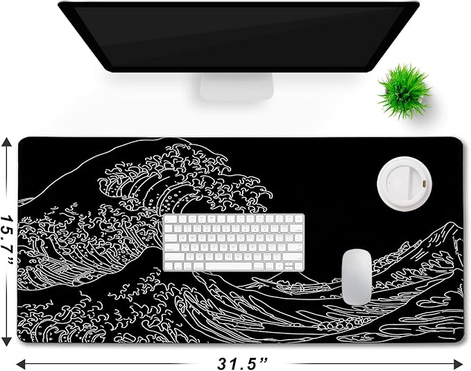 Japanese Sea Wave Mouse Pad for Gaming, Large Mouse Pad Extended Non-Slip - Image 6