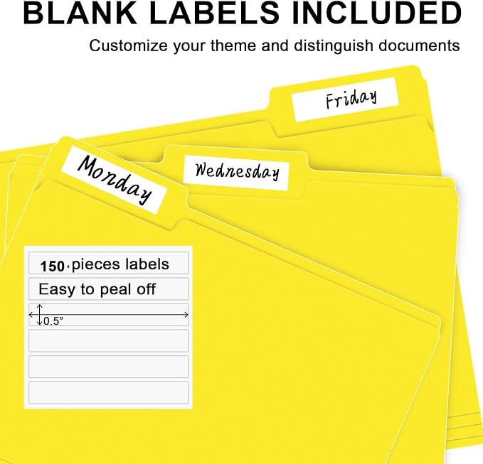 File Folder, RAZCC 150 Pack 1/3 Cut Tab File Folders Letter Size, Folders - Image 4