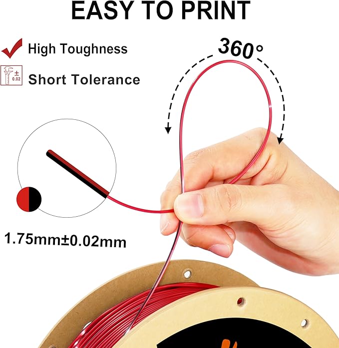 LOVOON PLA 3D Printer Filament Silk Bundle 2KG, PLA Filament 1.75mm Shiny Dual - Image 4
