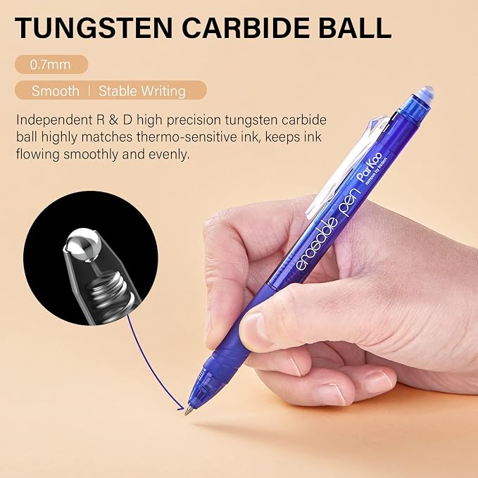 ParKoo Retractable Erasable Gel Pens Clicker 14 Colors, Fine Point 0.7mm - Image 2