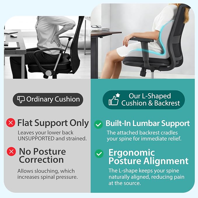 Seat Cushion for Office Chair and Car, Lumbar Support Pillow for Office Chair - Image 7