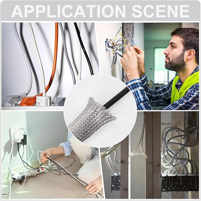 UNICRAFTALE 0.78" Wide 13.12 Feet Stainless Steel Braided Sleeving, Expandable - Image 5