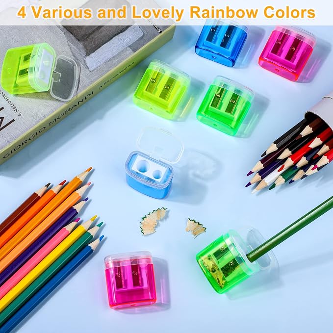 Aodaer 48 Pieces Pencil Sharpeners Manual Double Hole Pencil Sharpener - Image 4