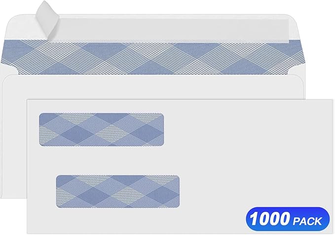 1000#8 Self Seal Business Envelopes, PANDRI No.8 Double Window Design by PANDRI