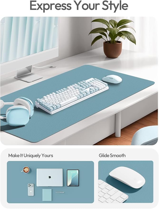 YSAGi Leather Desk Pad Protector, Office Desk Mat, Large Mouse Pad, Non-Slip PU - Image 2