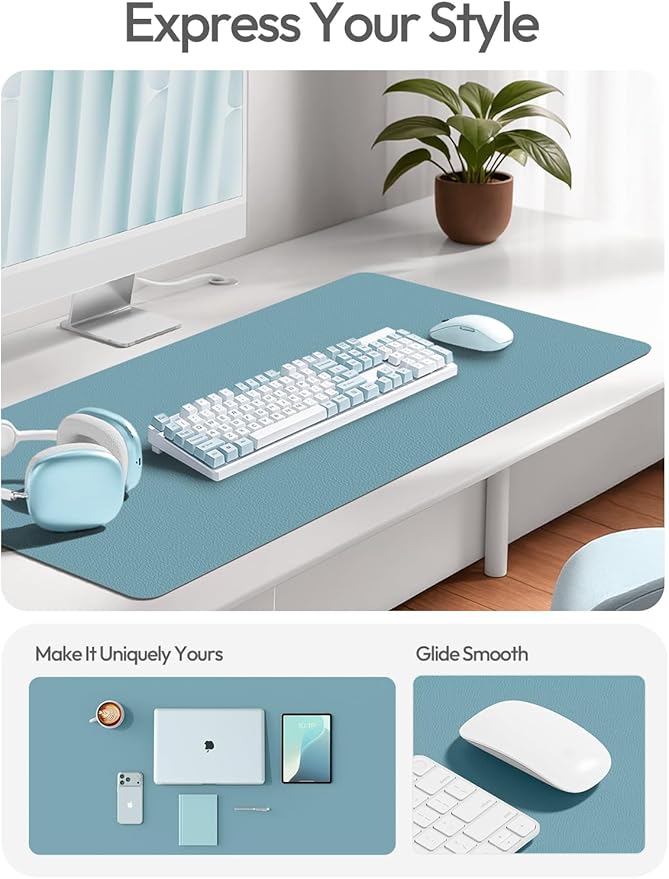 YSAGi Leather Desk Protector, Office Mat, Large Mouse Mat, Non-Slip PU Leather - Image 3