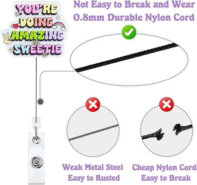 You're Doing Amazing Sweetie Badge Reel Retractable, Funny Badge Reel - Image 4