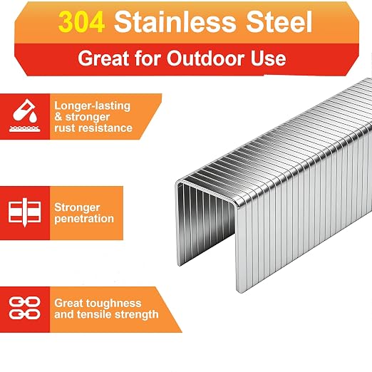 20 Guage 304 Stainless Steel T/50 Staples, 4 Sizes:2688pcs | 5/16" - Image 5