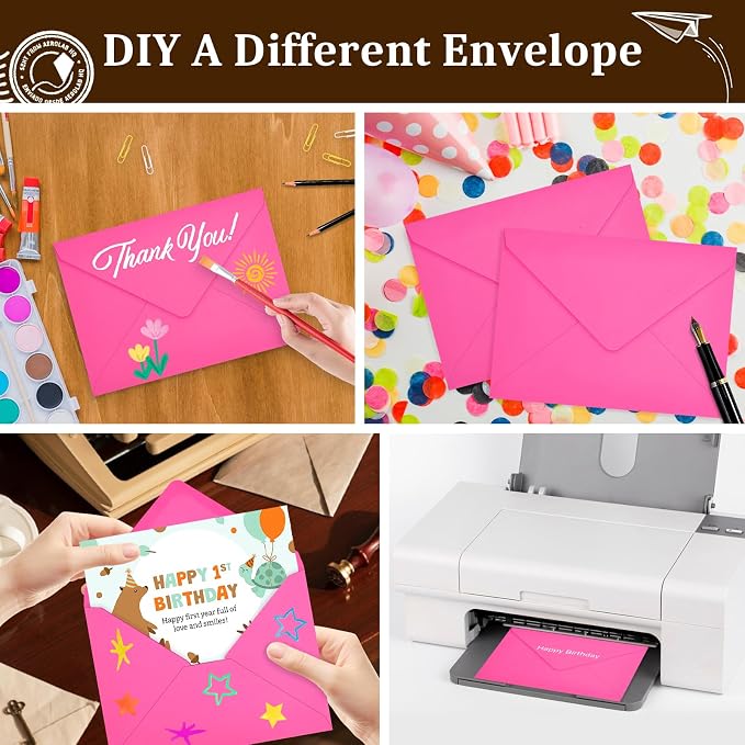 100 Pack A7 Envelopes, Rose Greeting Card Envelopes Self Seal, 5.24 x 7.24 in - Image 6