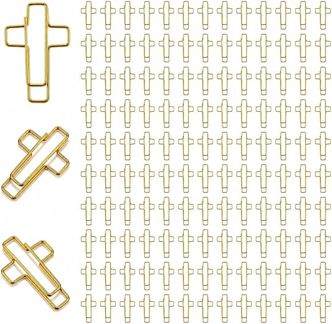 150 Pack Gold Cross Paper Clips, Decorative Paper Clips and Bookmarks by Unknown