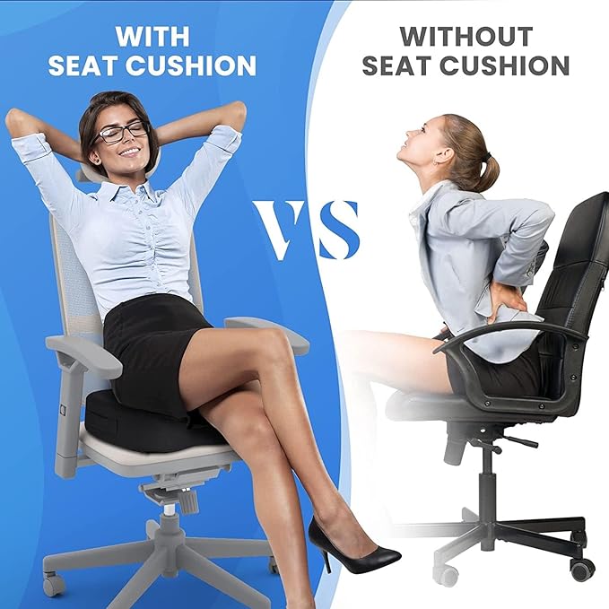 TushGuard Seat Cushion for Office Chair Memory Foam Non-Slip Cushion Back - Image 5