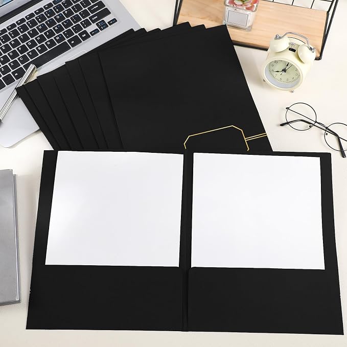 Kisston 20 Pack Executive Twin Pocket Folders Letter Size Black - Image 4